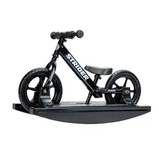 Strider 12” Sport Black Balance Bike + Rocking Base Kids 6mo-4yr