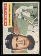 1956 Topps #8a Walter Alston : Gray Back Low Grade
