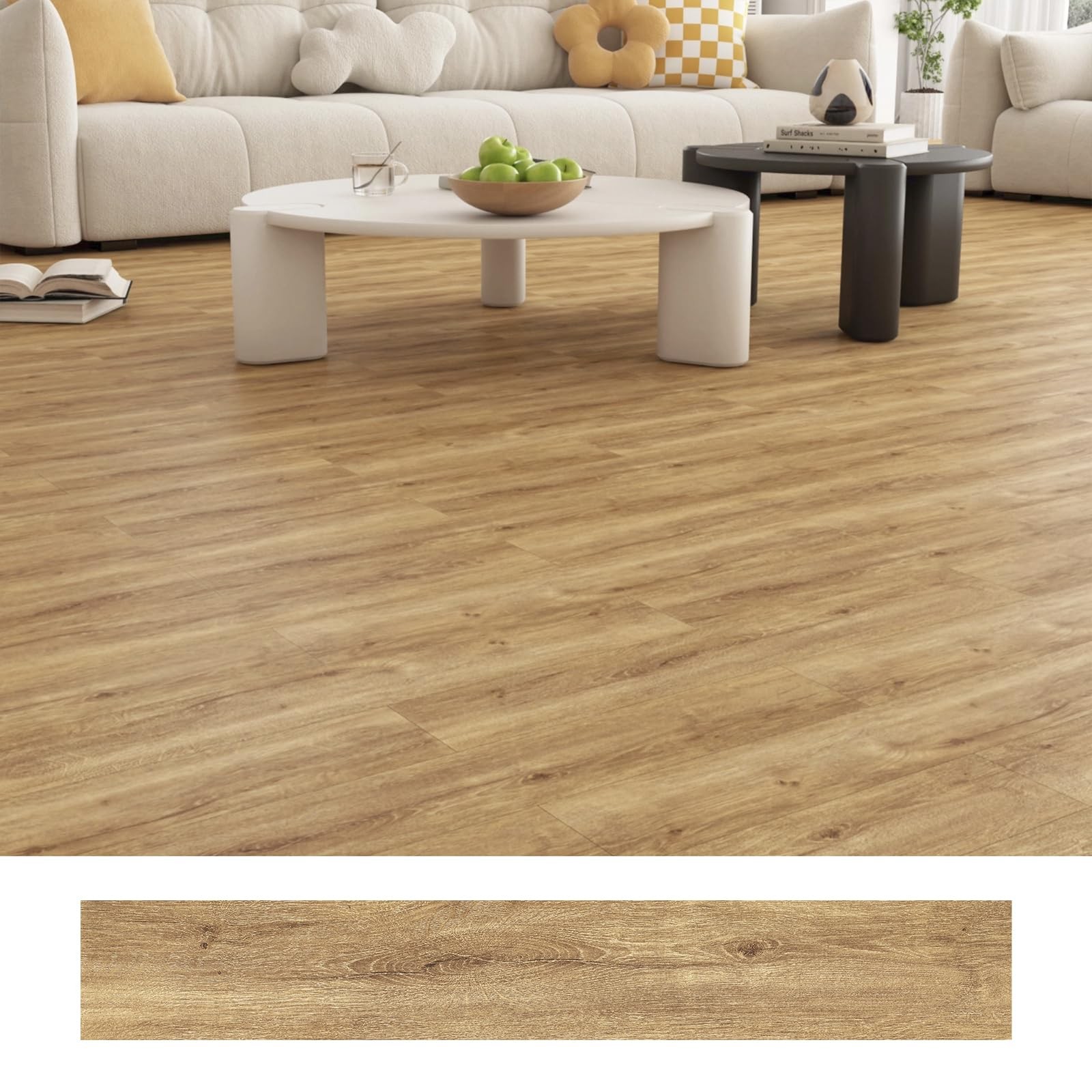 Waterproof Wood Grain Peel and Stick Floor Tile Self-Adhesive Vinyl Flooring