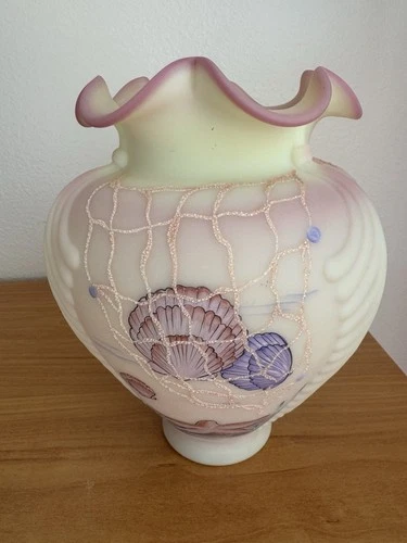 Fenton Burmese Glass Seashell Shell Vase Limited Edition