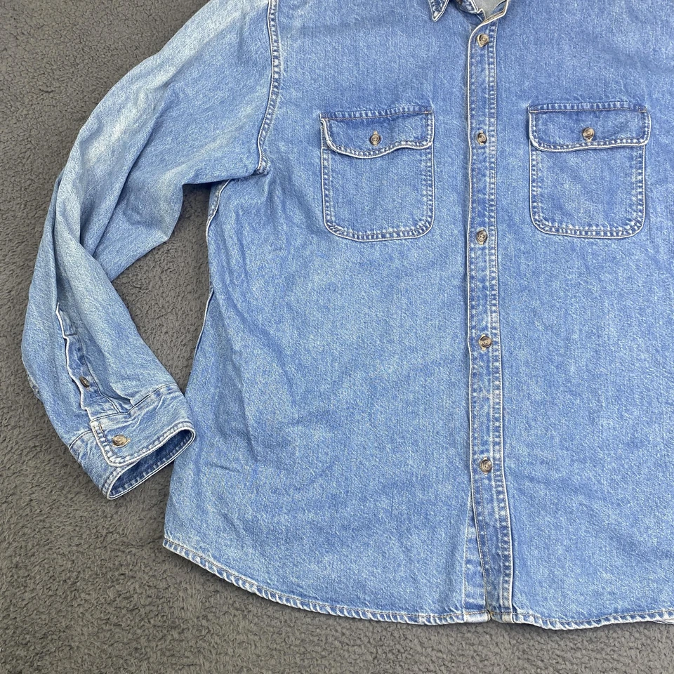 Old Navy Shirt Mens 2XL Blue Denim Workwear Overshirt Shacket Chore VTG - Image 2 of 4
