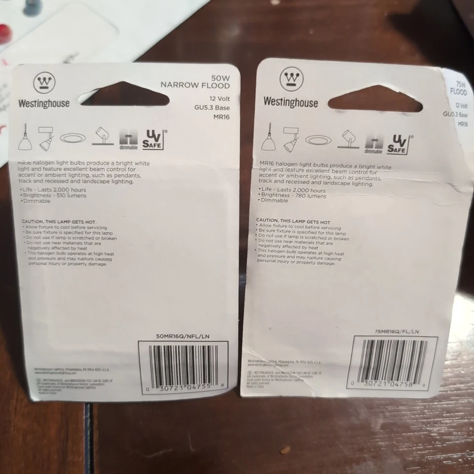 50w And 75w Flood 2-Pin GU5.3 Base Light Bulbs MR16 - Image 2 of 2