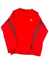 VTG Adidas Sweatshirt Men s L Red Black 3 Stripe Crewneck Made In USA 90s