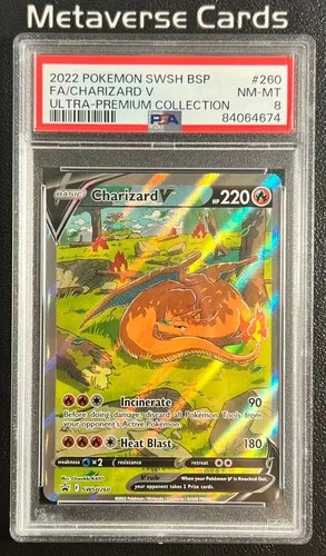 2022 POKEMON SWSH BLACK STAR PROMO #260 FULL ART/CHARIZARD V PSA 8