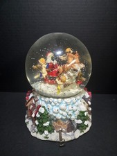 Christmas Ceramic Glass Santa Snow Globe Vintage Plays Christmas Music Works