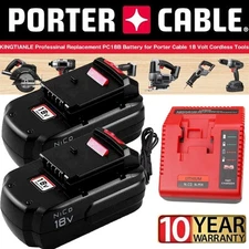 2PACK For Porter Cable PC18B 18Volt NiCd PC186CS Battery /Charger PCC489N PC188