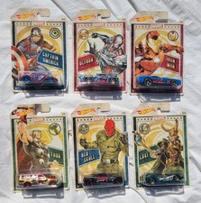 Hot Wheels Marvel Cars Set of 6 Ultron Iron Man Thor Loki Red Skull Cpt Am 2018