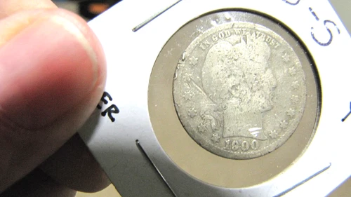 1900- s   Barber Quarter Dollar 90% Silver US 25c Coin - looks good