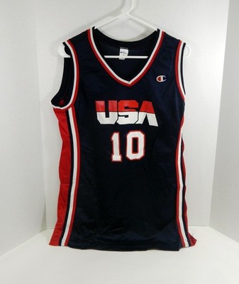 1990er Team USA Basketball #10 Spiel Ausgegeben Marineblaues Trikot 20 DP51419