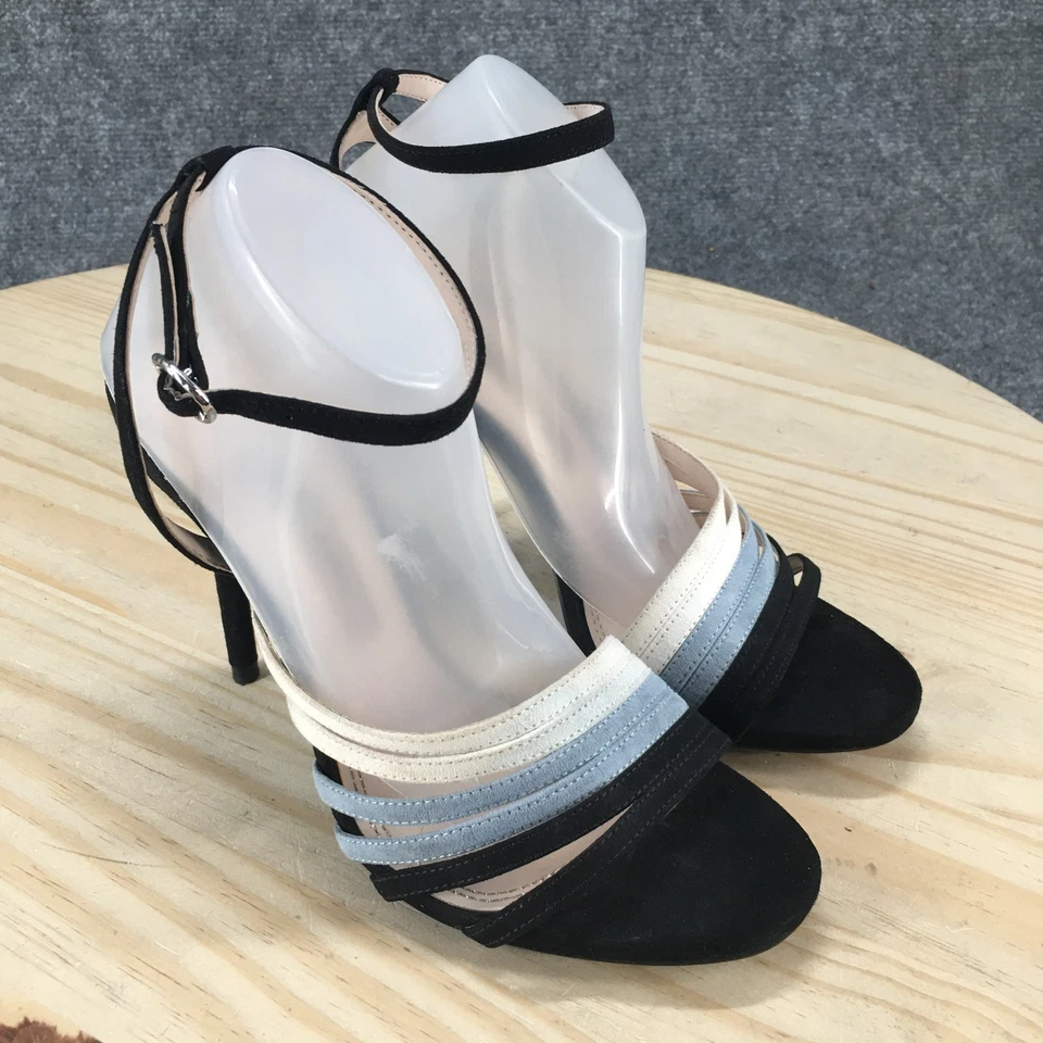 Tacones básicos Zara para mujer 37 tiras correa de tobillo de aguja negro punta abierta chic Foto 3 de 4