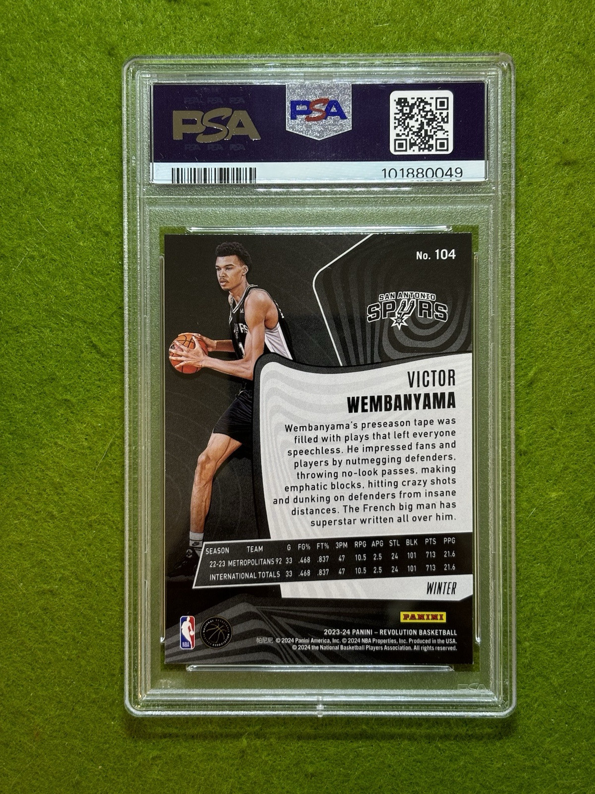 Victor Wembanyama SILVER PRIZM ROOKIE CARD WINTER SNOW PSA 9 RC  2023 Revolution view 19