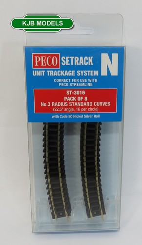 Peco ST-3016 Standardkurve 3. Rad 8 Stück ST16 SETRACK Code 80 Spur N Gleis | Zustand: New