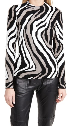 Womens Ladies Sweatshirt Top Size UK 14 Proenza Schouler Jacquard Knit Zebra - Picture 2 of 7