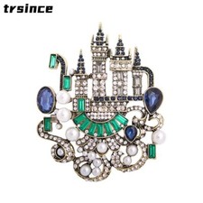 Retro Brooch Fashion Temperament Personality Colored Crystal Pearl Brooches Pin