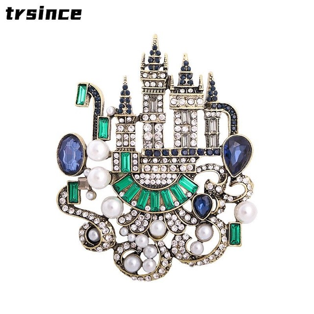 Retro Brooch Fashion Temperament Personality Colored Crystal Pearl Brooches Pin Retro Brooch Fashion Temperament Personality Colored Crystal Pearl Brooches Pin