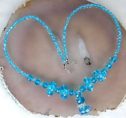 Faceted Crystal Quartz Necklace 19" Pick Color - Picture 2 of 13