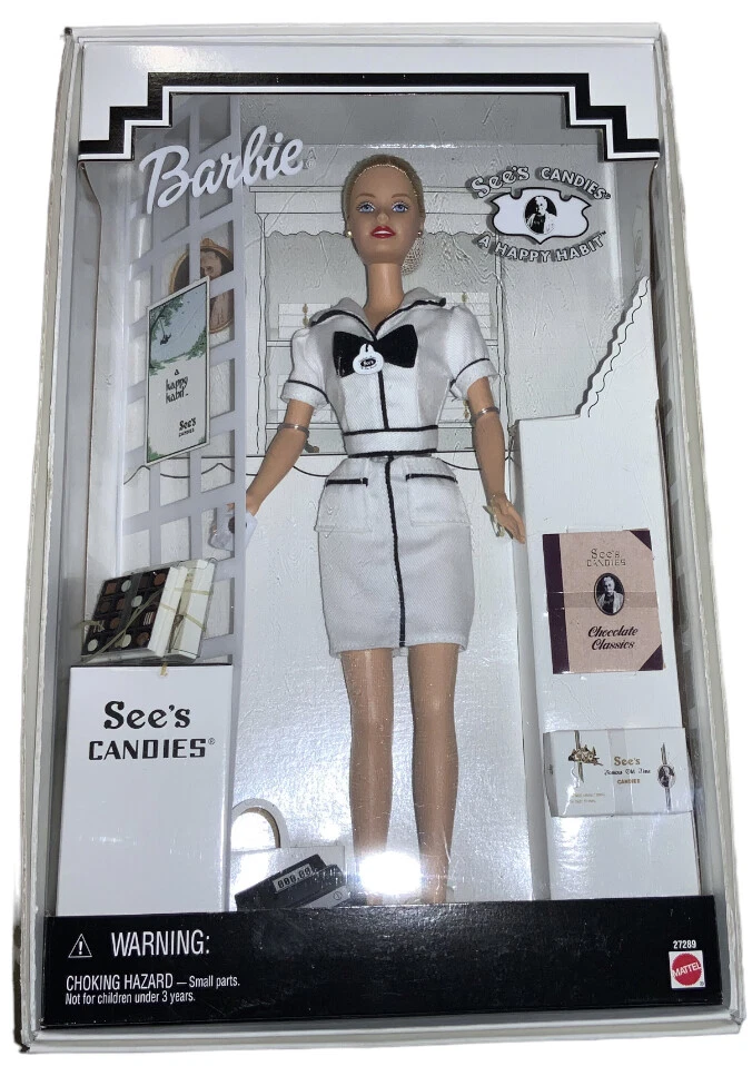 1999 Barbie See's Candies A Happy Habit' Salesperson Doll Chocolate  Accessories