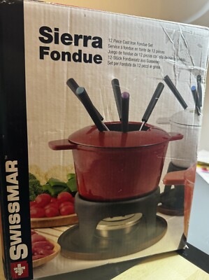 Brandneu Swissmar Sierra Fondue F66708 12 Stück Gusseisen Fondue Set - Rot