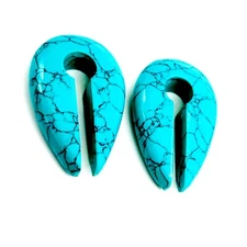 PAIR Turquoise Stone Keyhole Hanger Ear Weight Plug Gauge Tunnel Size 6,8,10 MM