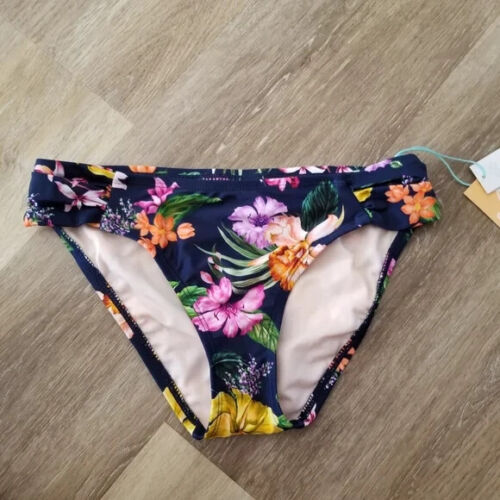 NWT Kona Sol Tropical Floral Print Low Rise Medium Coverage Bikini Bottom Size S