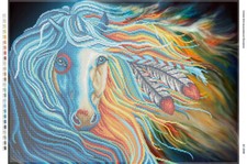 DIY BIG PAINTING Bead Embroidery Kit Needlepoint Beading rainbow horse