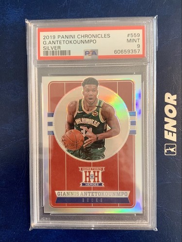 Giannis Antetokounmpo 2019 Chronicles Silver Hometown Heroes PSA 9 MINT #559 - Afbeelding 2 van 6