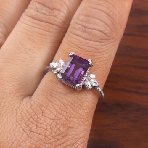 Amethyst Ring, Minimalist Promise Ring, 925 Sterling Silver - Picture 7 of 7
