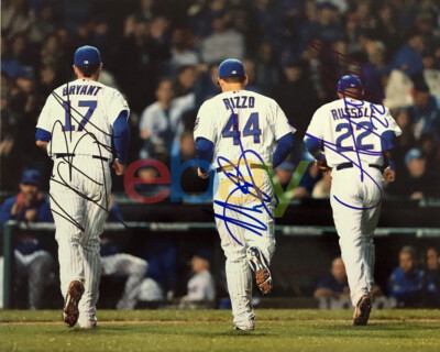 Anthony Rizzo Kris Bryant Addison Russell Signed 8x10 Photo Chicago ...