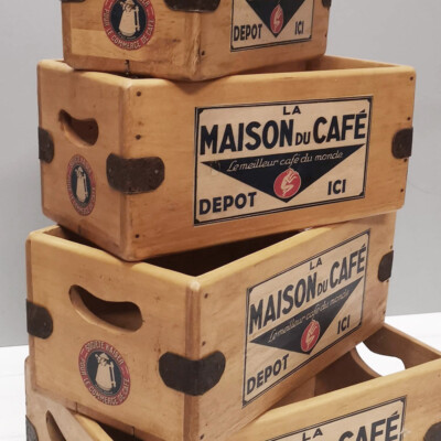 Masion du Cafe Vintage Kiste Holz Französische Kaffeekiste Vintage Werbung