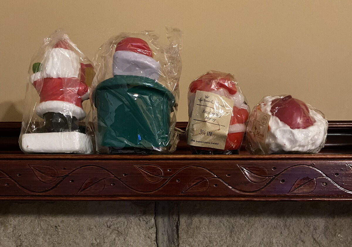 4 Vintage Santa Claus Christmas Candles Jasco Inlay Halo 4 Vintage Santa Claus Christmas Candles Jasco Inlay Halo