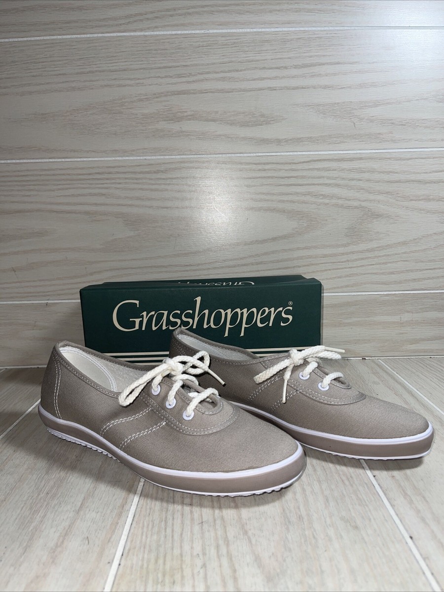 NWT Grass Hoppers Skiff Stone Beige Lace Up Sneakers Shoes Women's