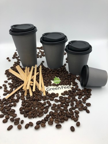 TAZAS DE PAPEL CAFÉ TÉ FIESTA GRIS 50 x 8 oz 12 oz tapas desechables bebidas frías calientes - Imagen 14 de 23