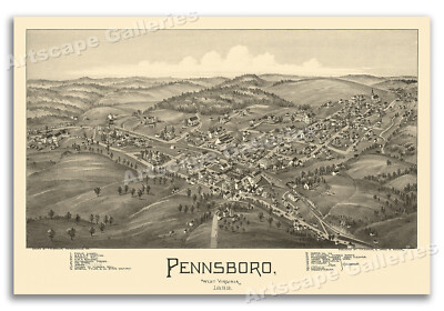 1899 Parkersburg West Virginia Vintage Old Panoramic City Map - 24x36
