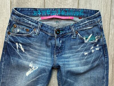 River Island rose label relaxed bootleg boyfit Y2K jeans Vintage 10 L W30 L34