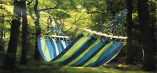Stripped Fabric Hammock in a Bag with Spreader Bar, Multicolored, 78.7x39.3