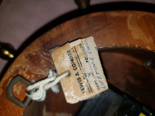 Vintage Nautical Ship's Wheel Wall Clock Wood and Brass No Handles 1959 - Picture 5 of 11