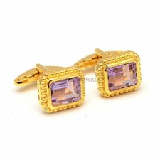 Natürlich Amethyst Edelstein Mit Vergoldet 925 Sterling Silber #1824