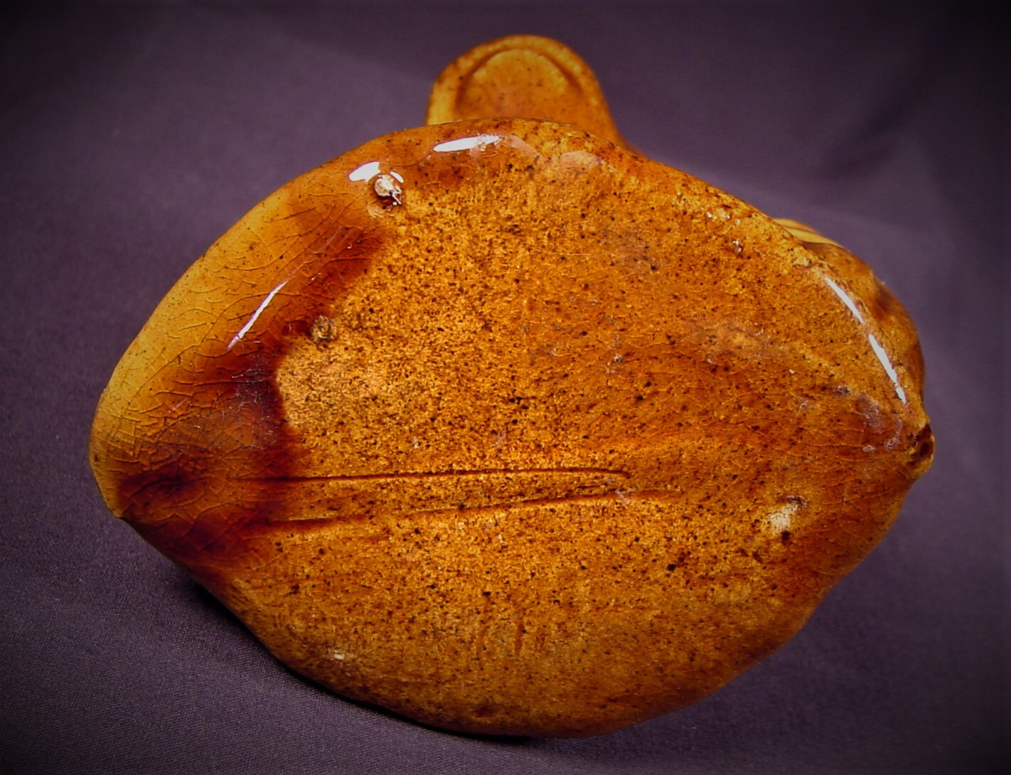 Yellow Ware Rockingham Dogs RARE ANTIQUE BEAUTIFUL SMALL 1800s SPANIEL DOG BANK YELLOW WARE ...