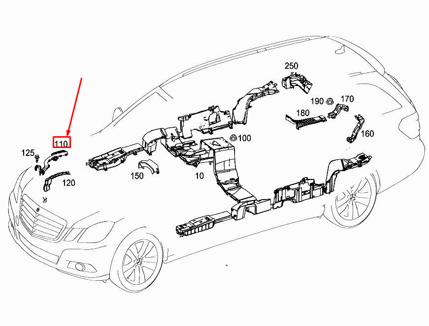 MERCEDES-BENZ E W212 Kabelkanal Radkasten rechts A2125463280