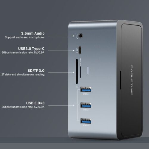 Docking Station USB C Hub 60Hz PD100W Enclosure Adapter 1000Mbps Working Station - Picture 2 of 27