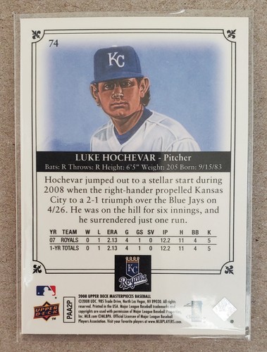 2008 UD Masterpieces Luke Hochevar #74 RC - Picture 2 of 2