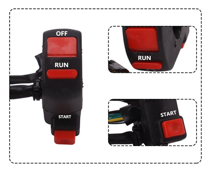 7/8" 22mm Interruptor de apagado para motocicleta Botón rojo Faro antiniebla Arrancador Foto 2 de 4