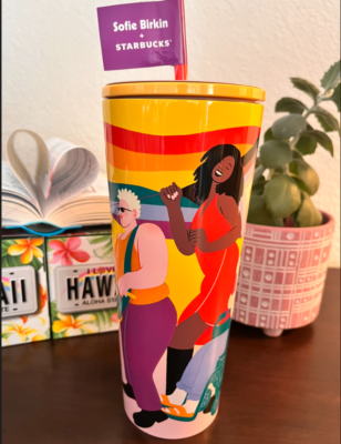 NEW Starbucks Sofie Birkin 2024 Yellow Summer Graphic SS Cold Cup
