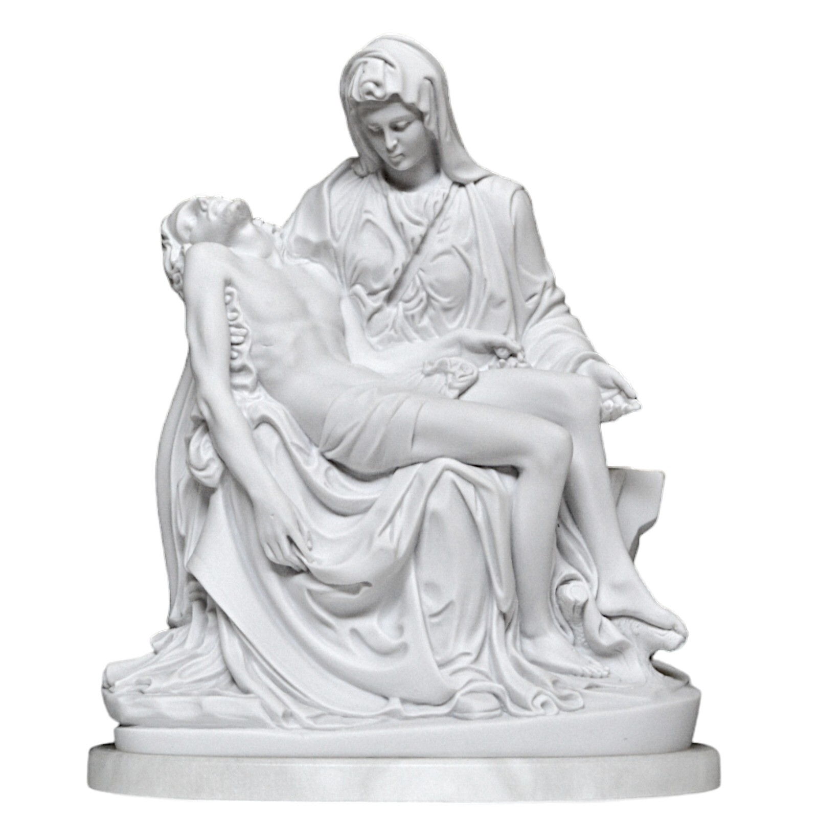 Scultura Pietà di Michelangelo in Marmo con Base in Alabastro foto 5