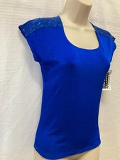 Cap Sleeve Sequin Slinky lined Dance Show Choir Performance Top ch/ladies