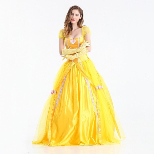 Adult Beauty and The Beast Princess Belle Cosplay Costume Fancy Ball Gown Dress - Picture 10 of 13
