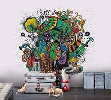 3D Music Graffiti Wallpaper Wall Mural Removable Self-adhesive Sticker 98