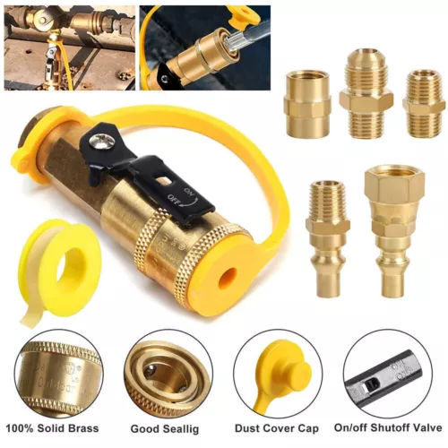 Convenient RV Propane Quick Connect Fittings Set with Shutoff Valve Included