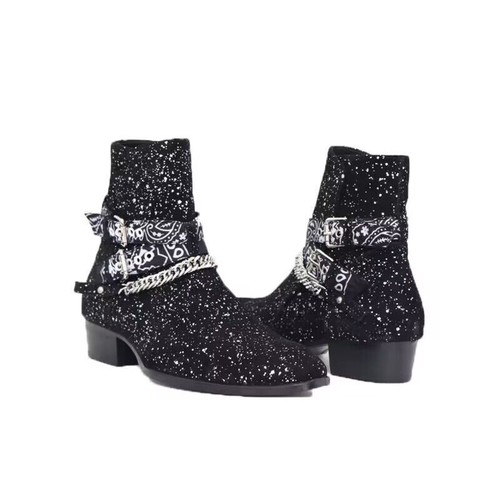 Neu Herren Mattiertes Leder Schwarz Mode Mittelhoch Motorrad Stiefel Schuhe 46 - Bild 6 von 6