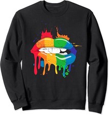 Gay Pride Rainbow Pride Month Kissing Lips Proud Gift Unisex Crewneck Sweatshirt